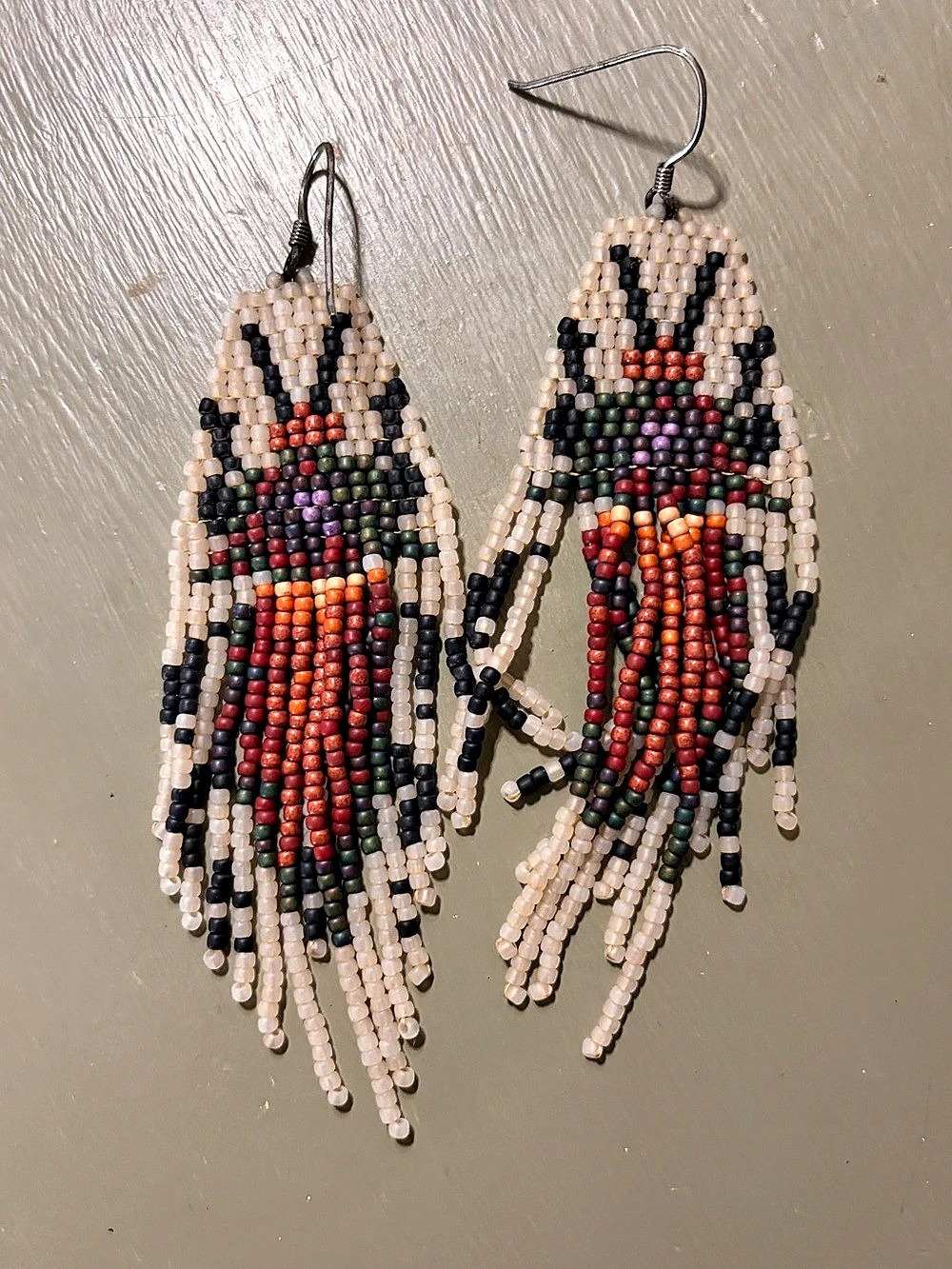 BerdorBeads Rust Handwoven Beaded Earrings in Multicolor
